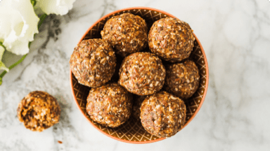 Chocolate almond bites in a ball ready to be eaten.  Chocolate almond bites in a ball ready to be eaten.