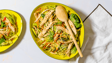 Vietnamese chicken salad in a bowl ready to be served and eaten.  Vietnamese chicken salad in a bowl ready to be served and eaten.