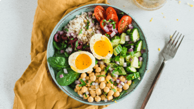 Colourful Mediterranean-inspired salad in a bowl ready to be eaten. Colourful Mediterranean-inspired salad in a bowl ready to be eaten.