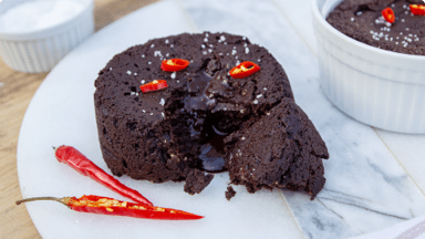 Molten chocolate cake with spices.  Molten chocolate cake with spices.